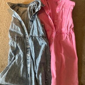 Denim and Pink Button-Up Dresses prefer to sell as a bundle